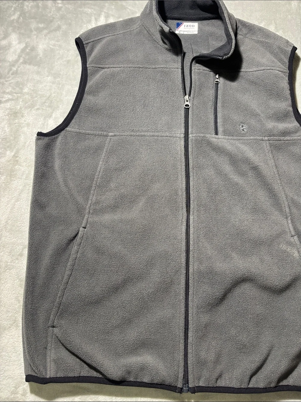 IZOD PerformX Men’s Medium Gray Fleece Full Zip Vest Outdoor Casual